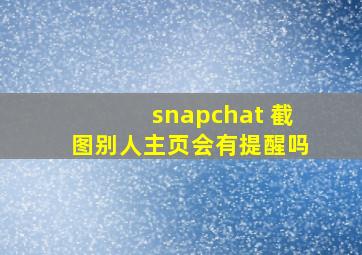 snapchat 截图别人主页会有提醒吗